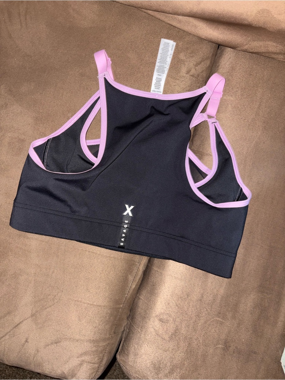 Savage X Fenty Black Muscle Tee with Pink Trim